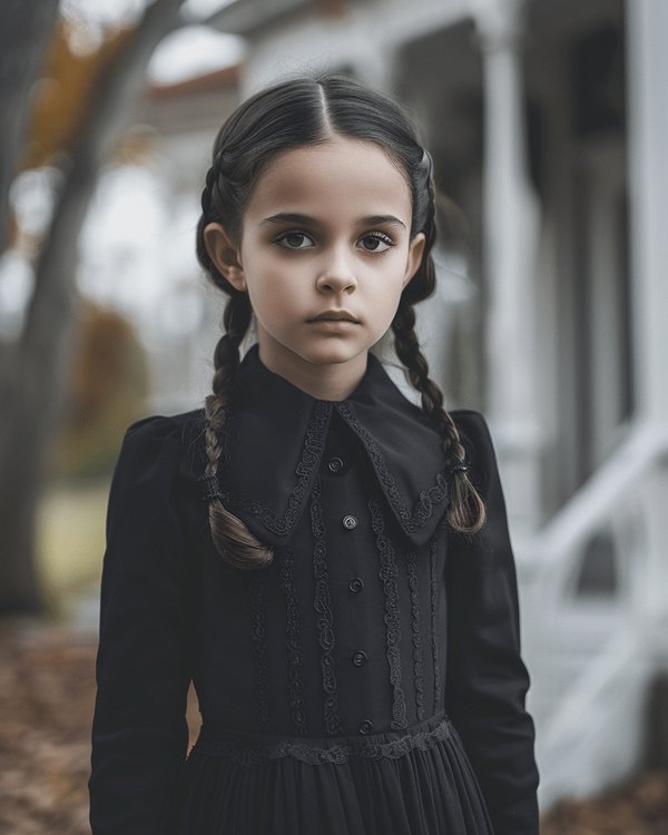 Robe Mercredi Addams fille : le chic gothique